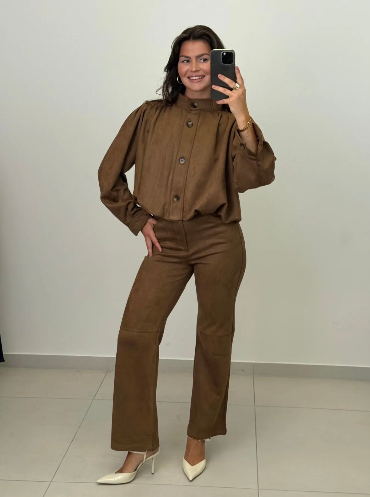 Suedine Broek Wide leg
